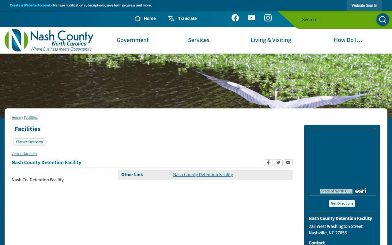 Nash County Detention Facility official facility listing with address and contact details
